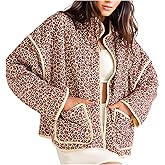 VAOYIU Women's Loose Retro Striped Quilted Jacket Stand Collar Cropped Puffer Outerwear Vintage Coat with Contrast Trim