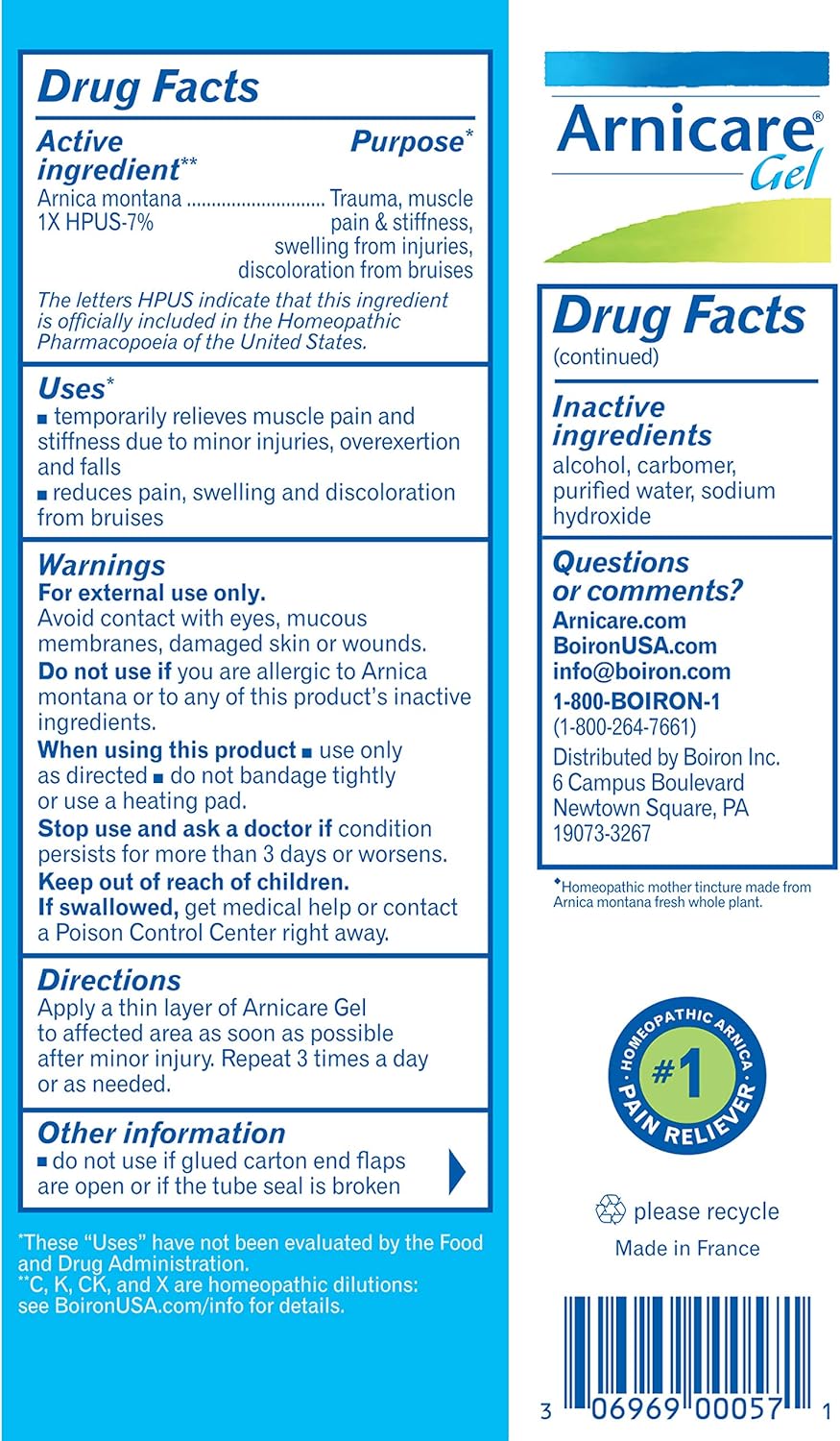 Boiron Arnicare Gel 4.1 Ounce (Pack of 1) Topical Pain Relief Gel: Health & Personal Care