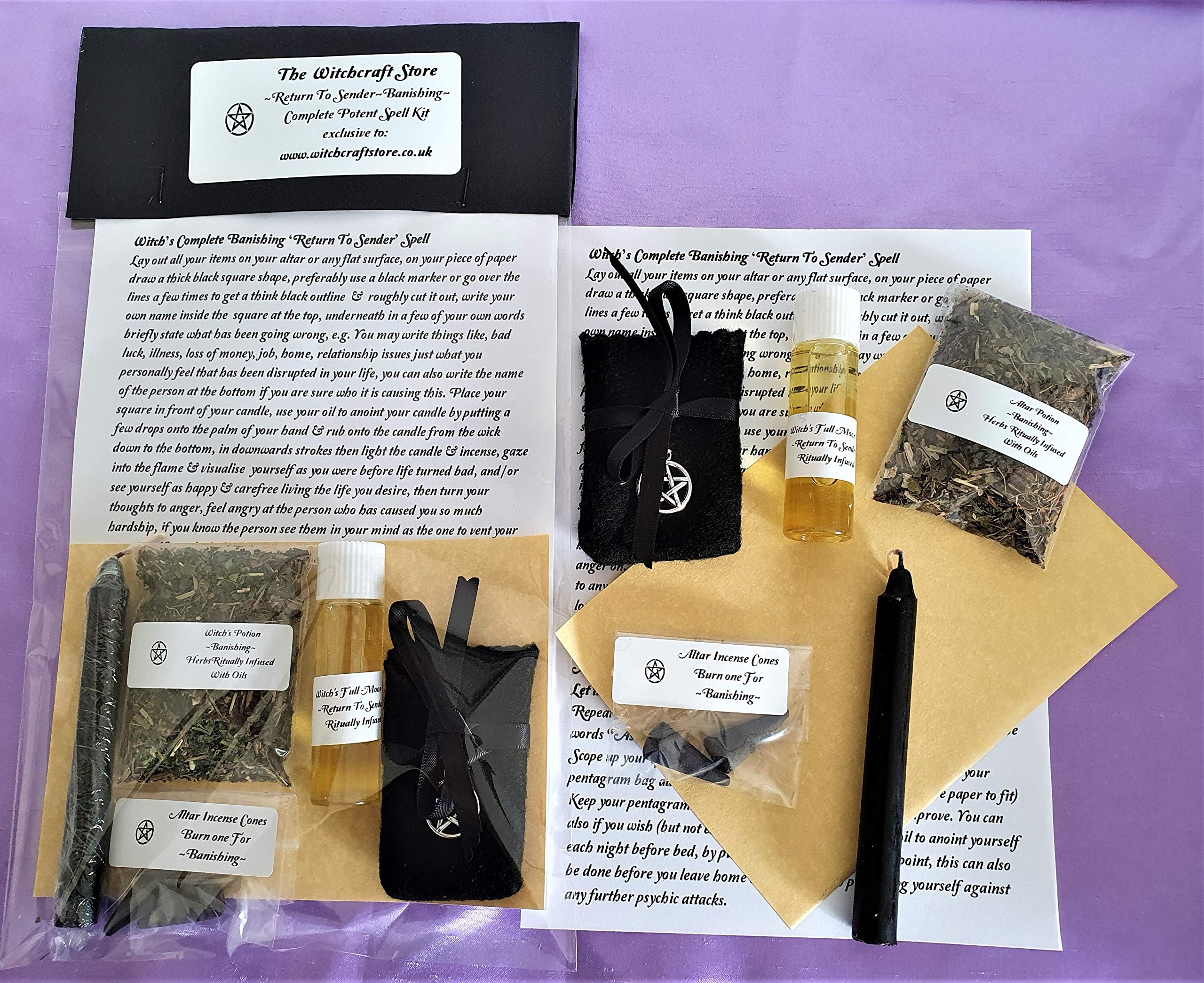 Witches Potent RETURN TO SENDER ~ BANISHING ~ Complete Witch's Spell Potion Kit ~ Wicca ~ Witchcraft Supplies