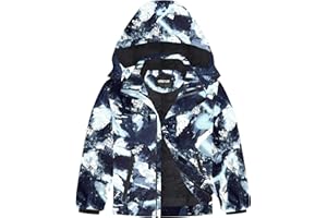 UMMTOM Boys Waterproof Ski Jacket Warm Winter Fleece Snow Coat Kids Outdoor Hooded Snowboard Jacket