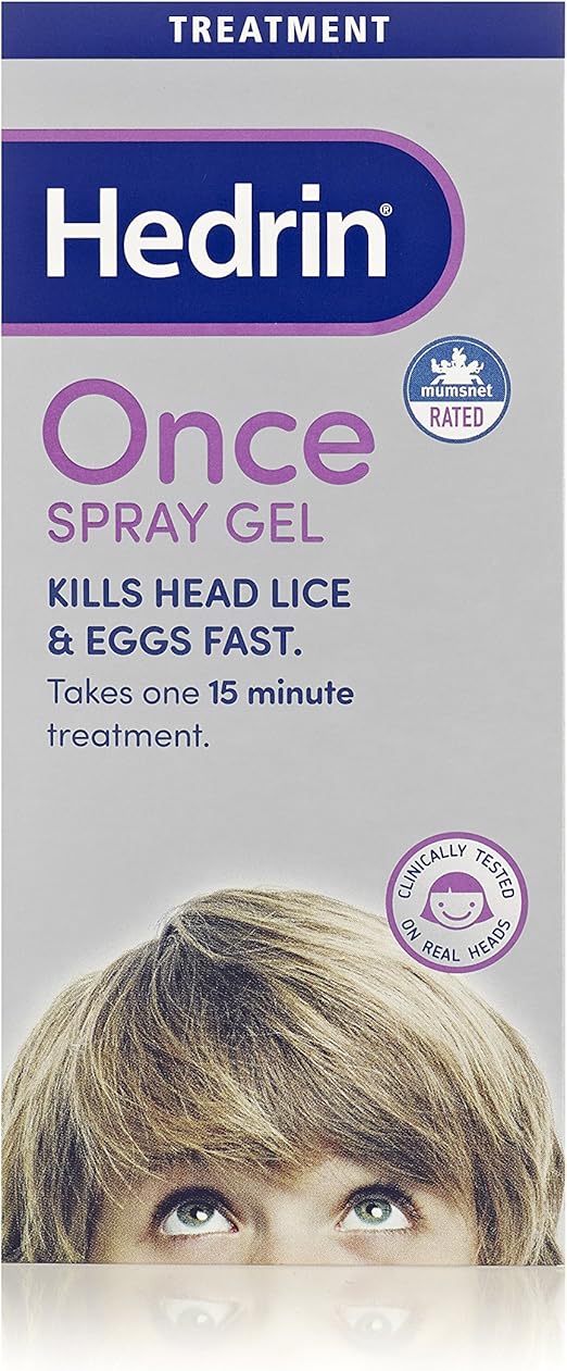 Hedrin Once Spray Gel, Head Lice Treatment, Nits Treatment, Kills