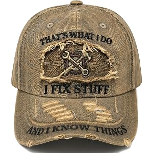 Snapback Hats for Men Funny, Retirement Gifts, Distressed Baseball Cap | Trending Mens Snapback Hats for Husband, I Fix Stuff
