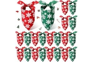 HunnmingRe 20 Pcs Christmas Dog Bandanas Bulk Buffalo Plaid Bandanas for Dogs Xnas Kerchief Set Bibs Triangle Dog Scarf for Small Medium Large Dog Decoration(Cute Color, Snowflake Pattern)
