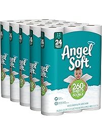 Angel Soft Toilet Paper, 60 Double Rolls, 60 = 120 Regular Rolls, Bath Tissue, 5 Packs of 12 Rolls