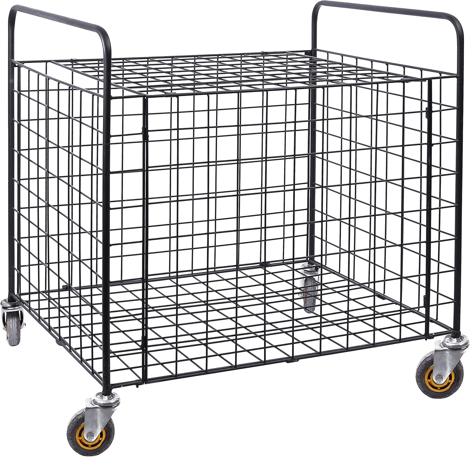 MyGift Black Metal Rolling Multi Sports Ball Storage Hopper & Basketball, Football, Soccer Equipment Cart: Sports & Outdoors