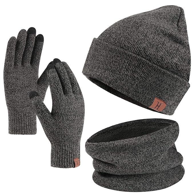 Buy Winter Beanie Hat Scarf Touchscreen Gloves Set for Men and Women