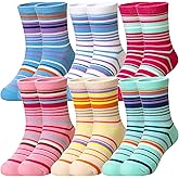 Eocom Girls Socks Little Kids Crew Socks Cotton Cute Youth Dress Socks 6 Pairs