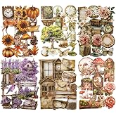 AuriicLeaf 150 Pcs Vintage Cottagecore Stickers for Scrapbooking | Forest animals, mushrooms, flowers, books and rustic cottage scenes on cardstock for journaling, collages and mixed media