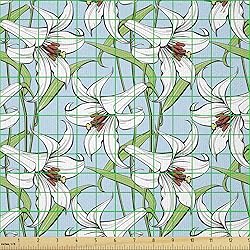 Ambesonne Flower Fabric by The Yard, Pattern with