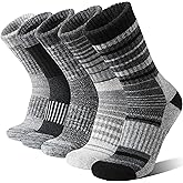 Welwoos 5 Pairs Merino Wool Hiking Socks Thermal Winter Warm Moisture Wicking Cushion Outdoor Socks for Women & Men