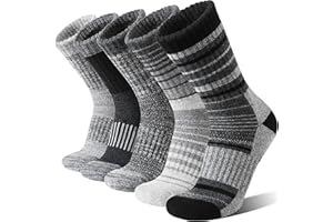 Welwoos 5 Pairs Merino Wool Hiking Socks Thermal Winter Warm Moisture Wicking Cushion Outdoor Socks for Women & Men