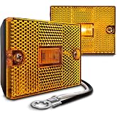 TRUE MODS 2pc 2x3 3x2 Amber Rectangle LED Trailer Side Marker Light for RV | DOT Certified, Stud Mount, IP67 Waterproof, Integrated Reflector, Clearance Side Marker Lights, LED Trailer Running Lights