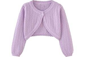 Miccina Girls Cardigan Sweater Toddler Bolero Shrug Baby Kids Long Sleeve Dress Up Button Closure Cropped Jacket Tops