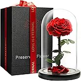 LOVAPPY Forever Preserved Rose - Eternal Rose in Glass Dome - Beauty and the Beast Rose - Mothers Day Gifts For Mom - Fresh Flowers in Glass (Red, 9 Inch)