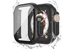Misxi [2 Pack] Waterproof Case with Button Designed for 49mm Apple Watch Ultra 2 / Ultra, Anti-Fall Protective Hard PC Cover with Tempered Glass Screen Protector for iWatch, Matte Black