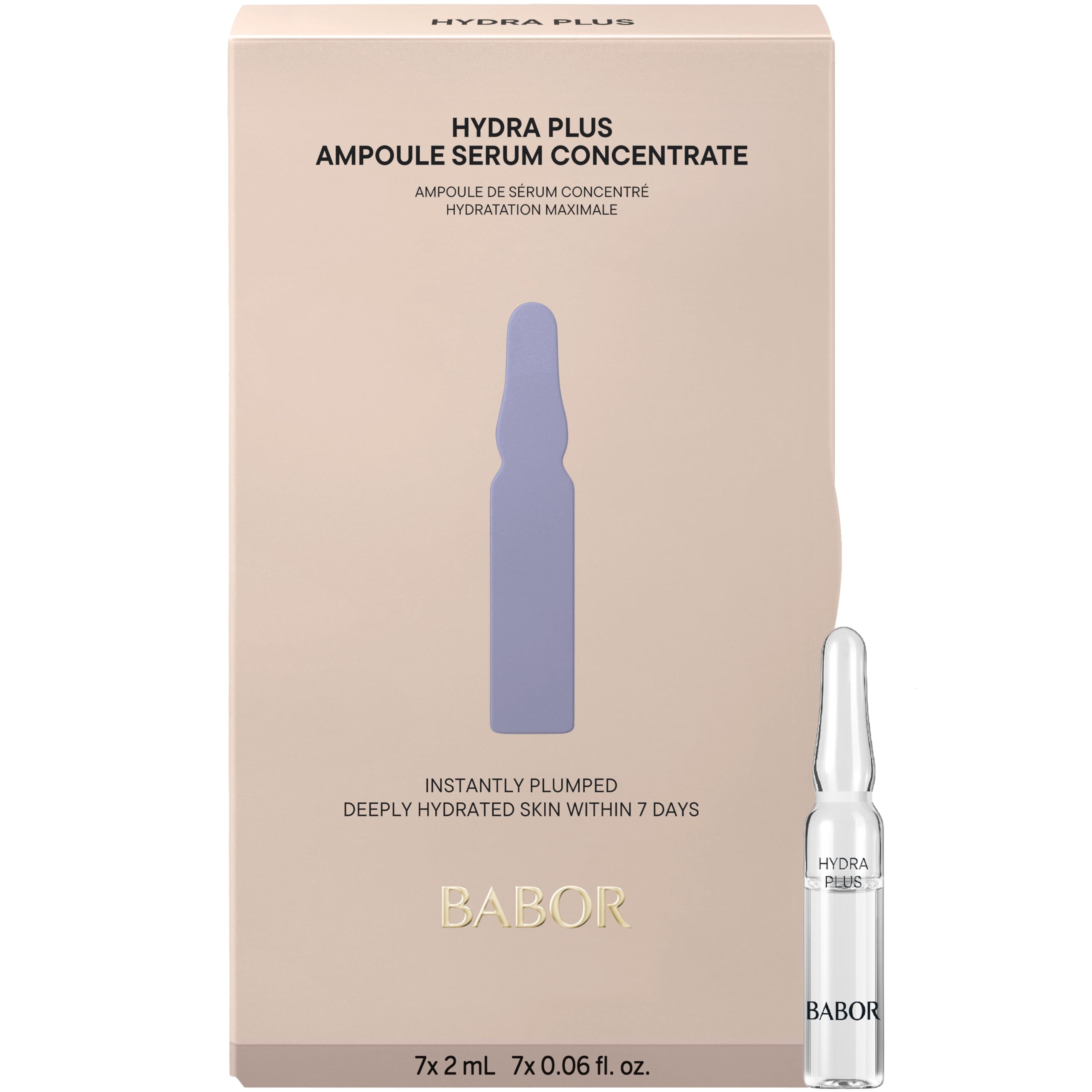 BABOR Hydra Plus Ampoules, Vegan Facial Care with a Unique Combination of Hyaluronic Acid, Saccharides and ProVitamin B5, for a Multidimensional Moisture Boost (7 x 2 ml)