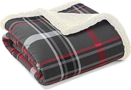 Amazon Com Eddie Bauer Flannel Winslow Sherpa Fleece Throw 50 X