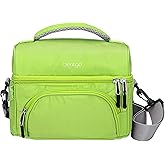 Bentgo Deluxe Lunch Bag - Durable and Insulated Lunch Tote with Zippered Outer Pocket, Internal Mesh Pocket, Padded & Adjustable Straps, & 2-Way Zippers - Fits Most Bentgo Lunch Boxes (Green)