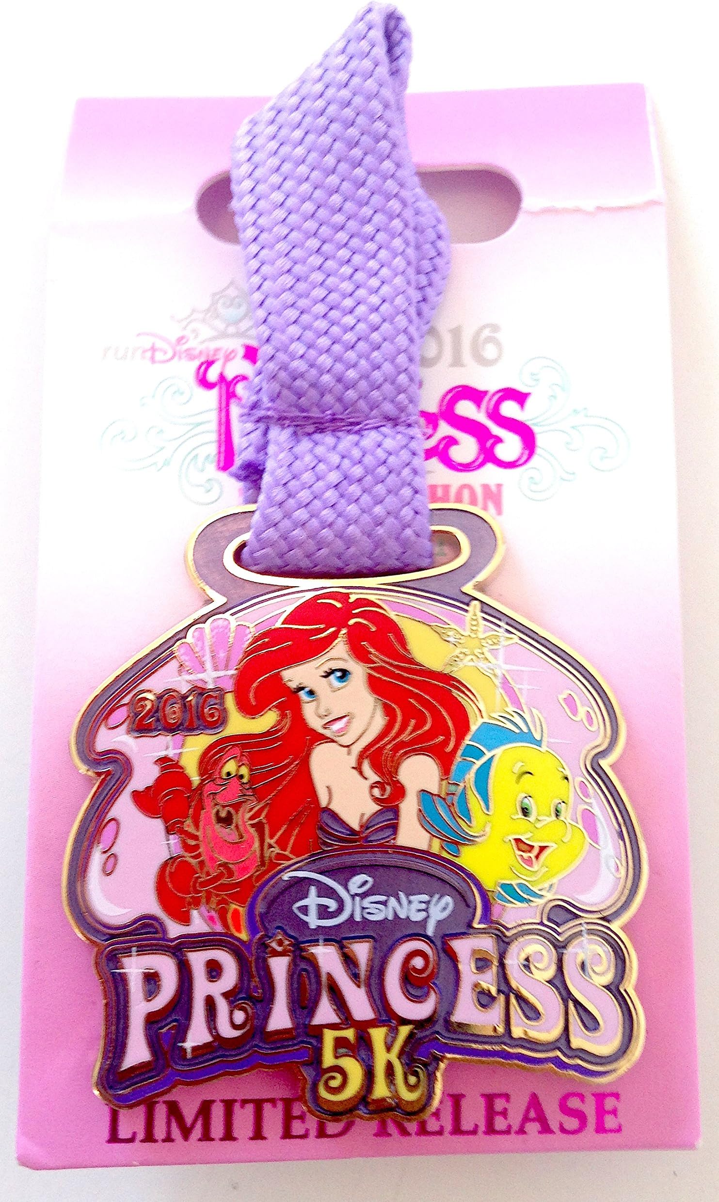 Run Disney Princess Half Marathon 2016 Little Mermaid Ariel Flounder 5K Pin