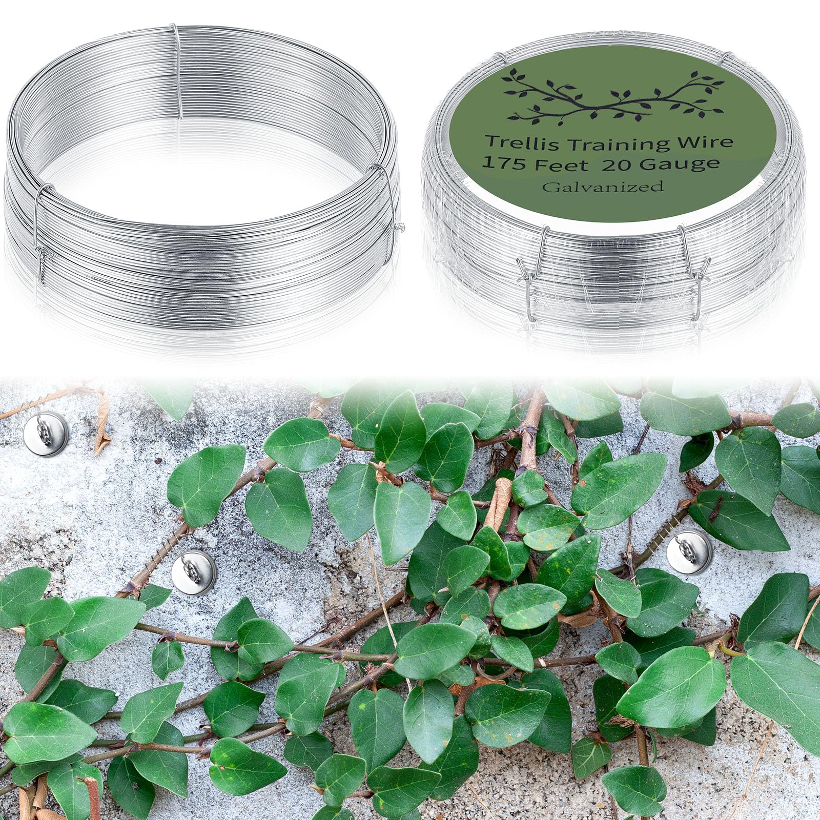 Photo 1 of WILLBOND 350 Feet Plants Trellis Training Wire 2 Rolls Trellis Wire for Climbing Plants for Garden Fence