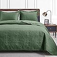 Love's cabin California King Size Quilt Set Olive Green Bedspreads - Soft Summer Quilt Lightweight Microfiber Bedspread- Modern Coin Pattern Coverlet for All Season - 3 Piece (1 Quilt, 2 Pillow Shams)