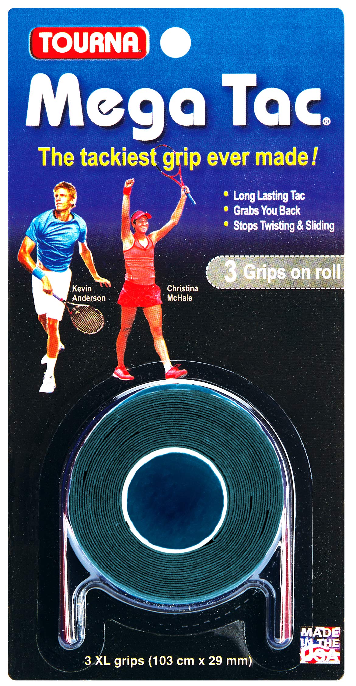 Unique Mega Tac Schwarz Overgrip (Pack of 3) - Black, One Size