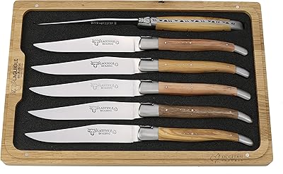 Couteaux à steak, manches en bois français mixtes