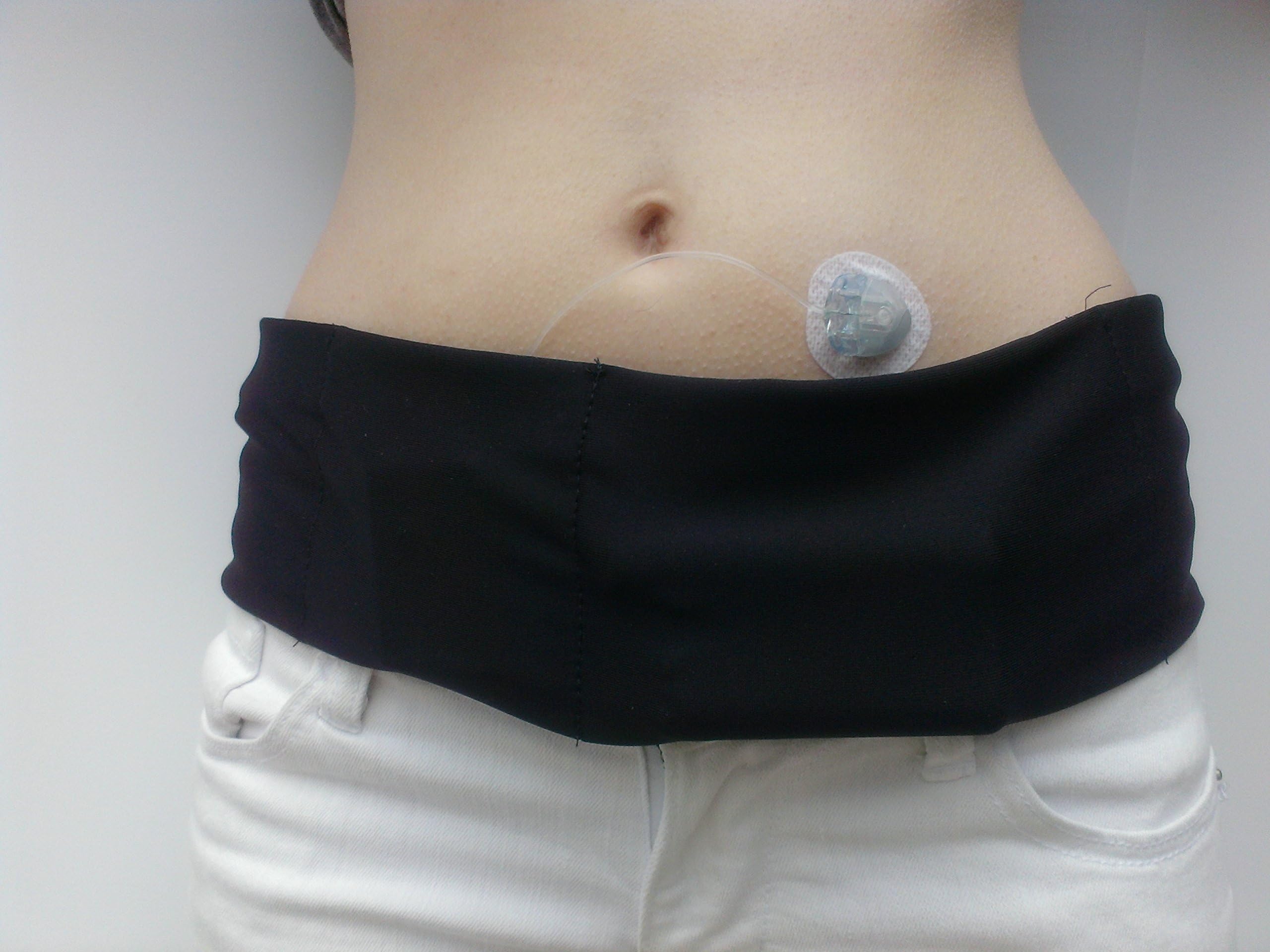 Diabetic Insulin Pump Belt/Band - Hook & Loop Closure in Pocket, Extra Small, Black