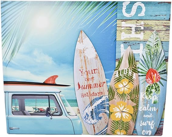 Tableau Mural Design Aloha Beach Plage Metal 3d Multicolore D Art