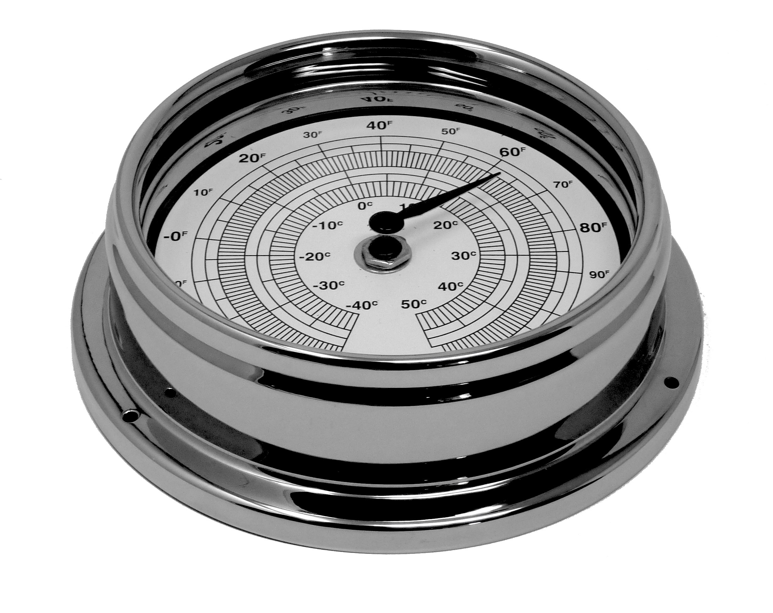 Tabic Thermometer, Chrome Plated Brass Thermometer, Heavy Brass And Electroplated with Chromium (1/2kg), Classic Nautical clock, Gift, Tidal Fishing Coastal Clock, Handmade in England