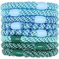 L. Erickson Grab & Go Ponytail Holders, 8 pc blue thick hair ties for women, secure hold no damage elastic hair bands