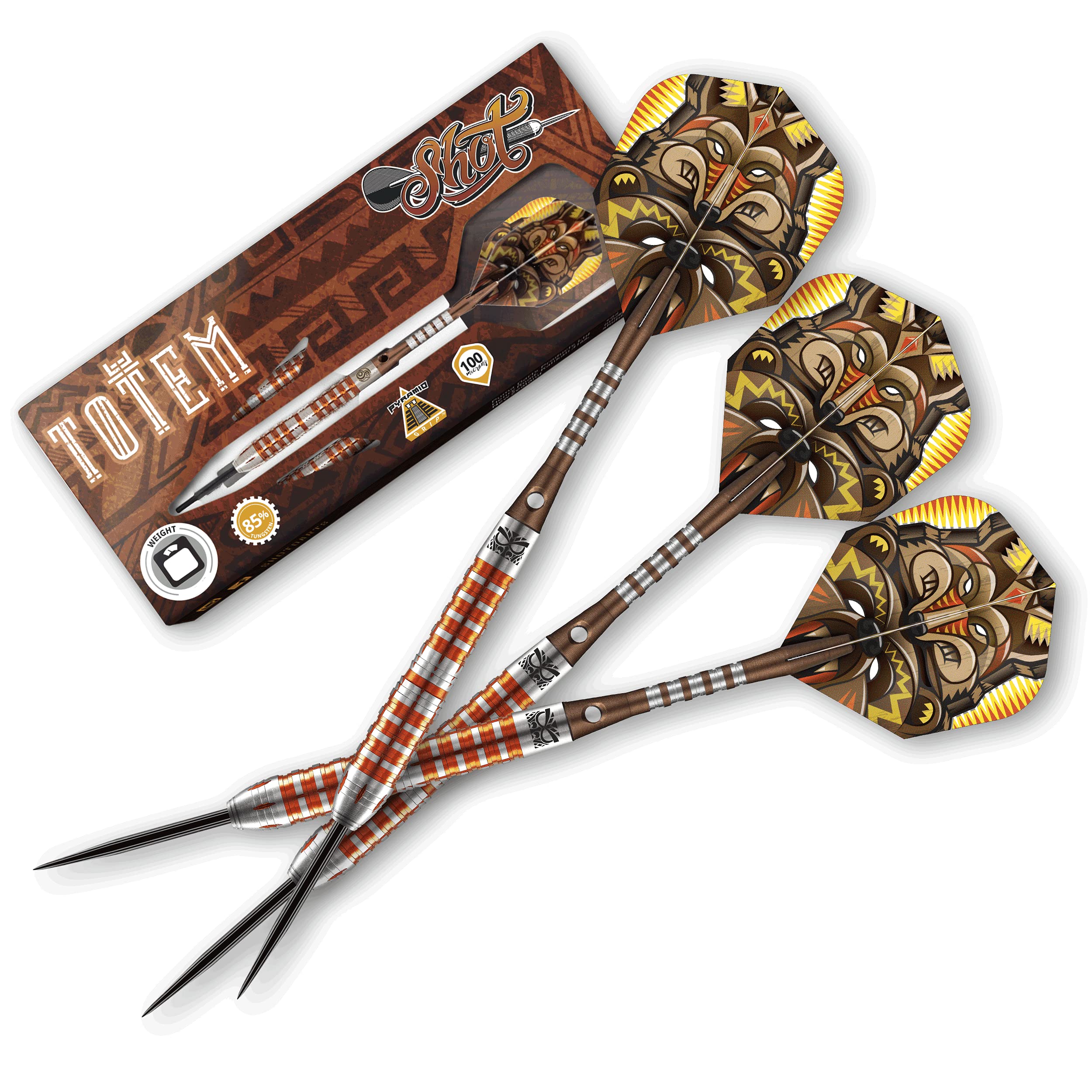 Shot! Darts Totem 3 Steel Tip Dart Set/Front Weighted 85% Tungsten Barrels 25 gram