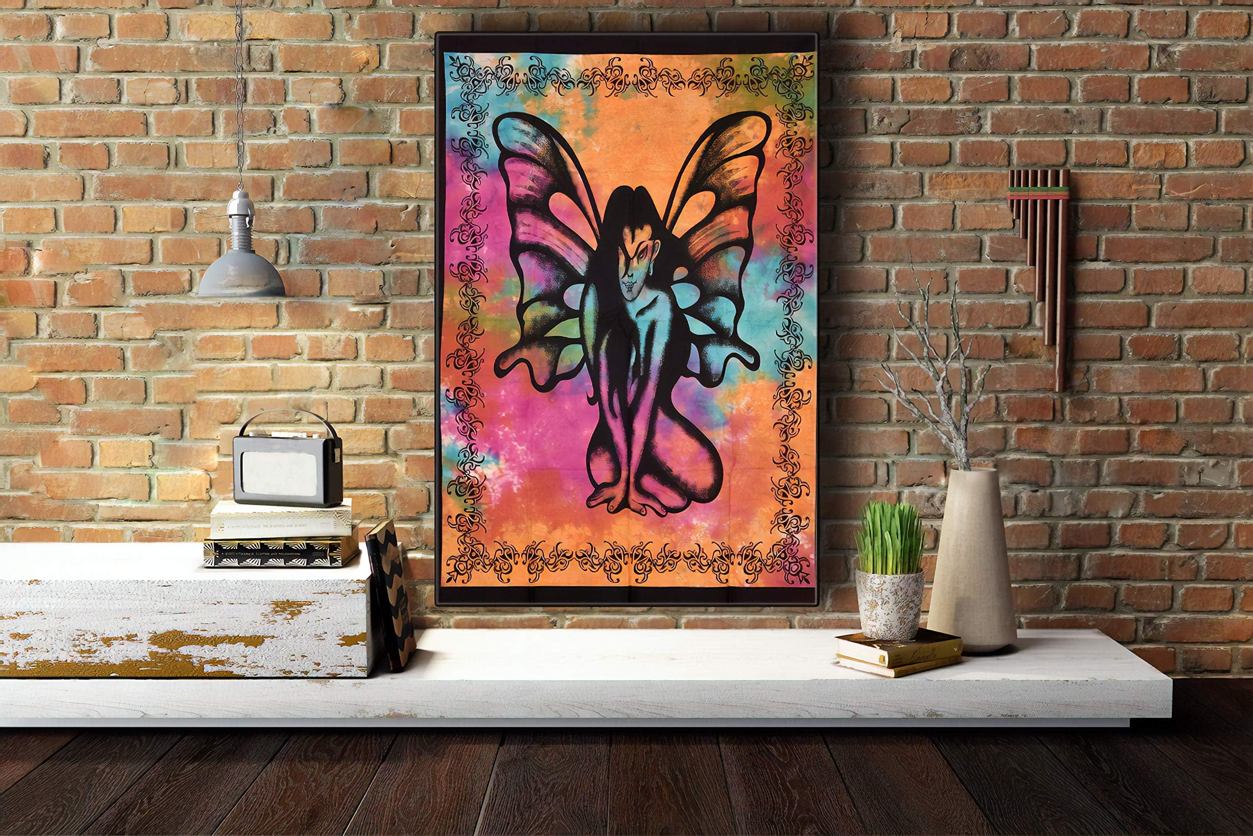 Cotton Wall Art | Boho Bedroom Décor | Mandala Wall Hanging Tapestrys for Weeding Decoration | Home Décor Indian Psychedelic Celestial Tapestry 42 x 30 Inches (Multi Angel Big)