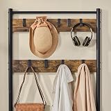 Yaheetech Coat Rack Stand 185cm with Shoe Bench Rustic Brown Industrial Hall view 5
