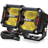 BEAMTECH 3" Yellow LED Pods, Combo Beam Off Road Ditch Lights w/Amber DRL | 2PCS 70W 7000LM Pod Lights with Spot &amp; Flood Combo Beam, for Truck ATV UTV SUV &ndash; Auxiliary/Fog/ Reverse Lights