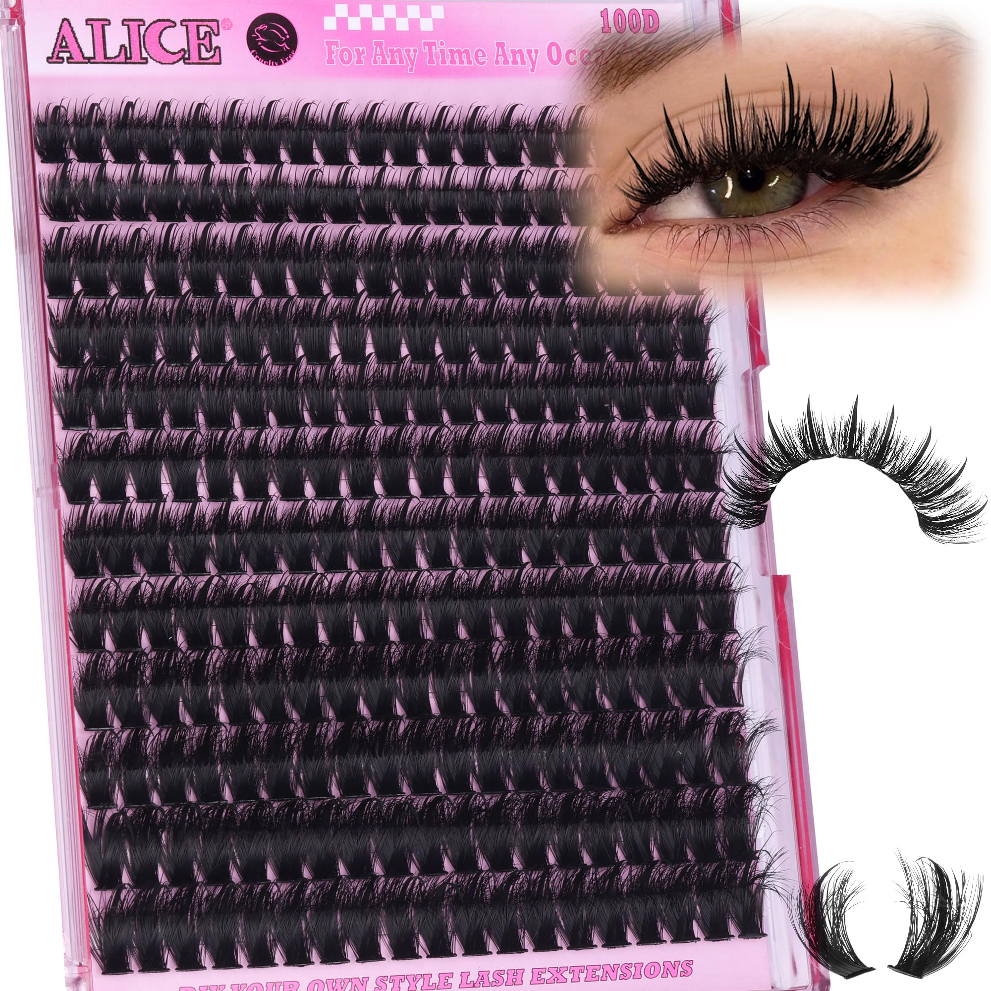 Photo 1 of ALICE Lash Clusters Eyelash Clusters - Wispy Volume Eyelash Extensions with Spikes - 228pcs 10-18mm 100D Waterproof Individual Lashes for Dramatic Look and Customizable Styles