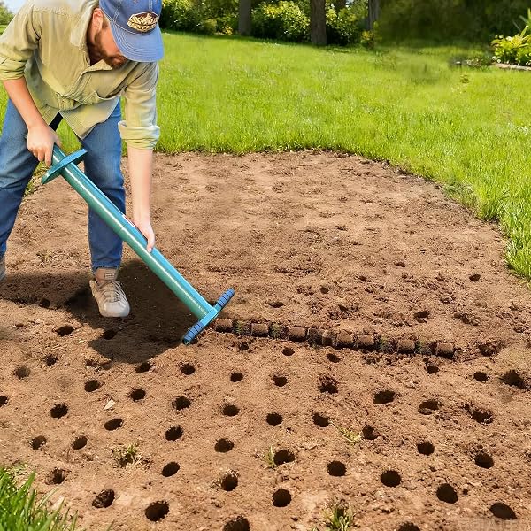 RONDAUNO SOD PLUGGER BULB PLANTER PLANTING TOOL, EASY TO ASSEMBLE GARDEN TRASNPLANTER WITH SERRATED BASE FOR PLANTING GRASS PLUG FOR DIGGING HOLES TULIPS, DAFFODILS, IRIS