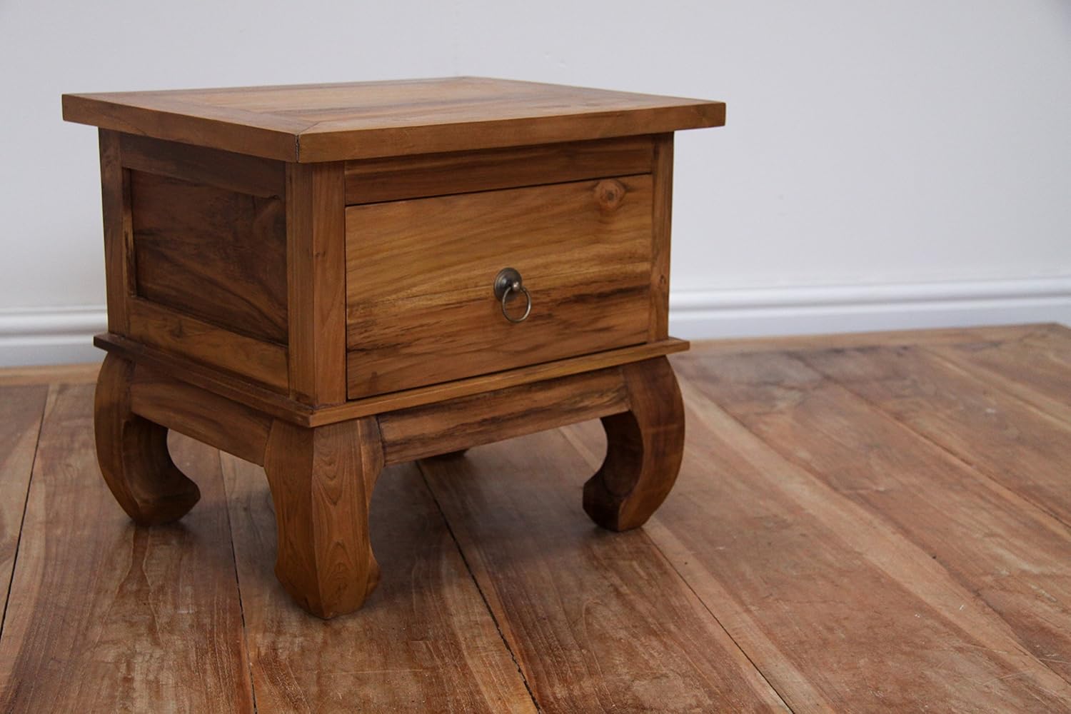 One Drawer Opium Leg Teak Wood Bedside Cabinet Side Table Colonial Style Amazon Co Uk Kitchen Home