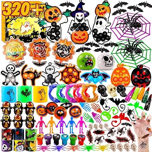 ChildFun 320 PCS Halloween Party Favors for Kids, Halloween Toys Bulk, Fidget Toys Bulk, Halloween Goodie Bag Stuffers, Halloween Classroom Favors, Halloween Treats Non Candy