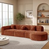 Merax 140" Curved Polyester Sectional Sofa Set, 7 Seat Modern Cloud Couch with Chaise Lounge,3 Pillows, Fully Assembled for L