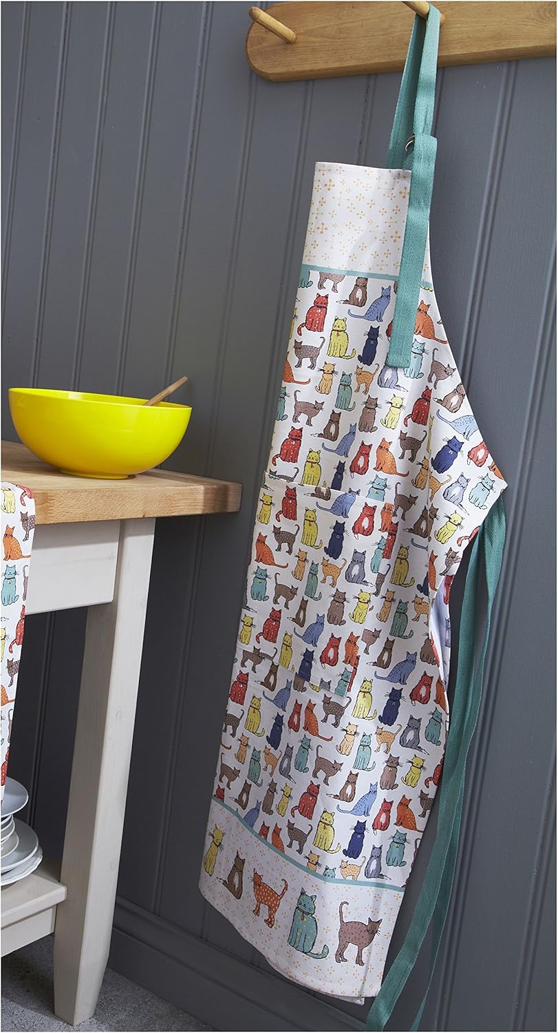 Ulster Weavers Catwalk Cotton Apron, With Cute Multicoloured Cat Animal Handrawn Design, For Kitchen and Barbecue - Image 3