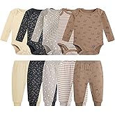 Baby Newborn Layette 10-Piece Clothing Sets Soft Cotton Bodysuits Pants Sets for Baby Boys Girls Toddler Unisex