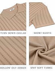 COOFANDY Men's Untucked Shirts Short Sleeve Knit