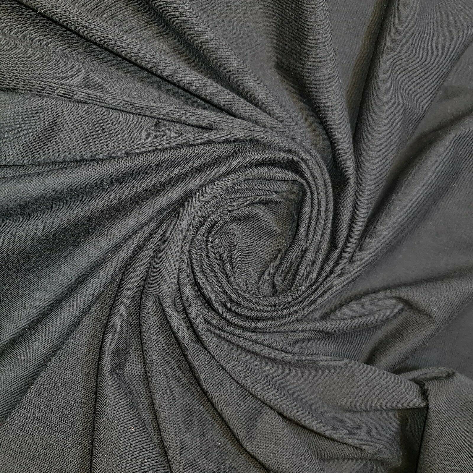 WQ Viscose Jersey Fabric 4Way Stretch Polyester Elastane Blend Dress Material 58" - 150 cm Wide Sold As 1 Meter Pre - Cut Lengths (Black)