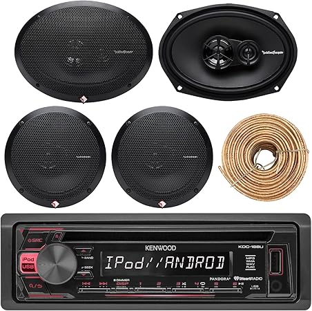 Amazon Kenwood Kdc168u車ラジオ受信機usb Aux Cdプレーヤー バンドルコンボwith 2 Xロックフォードfosgate 6 5 インチ180ワット 2 X 6 X 9 260 Watts 3ウェイ同軸スピーカー Enrock 50 Ft 18 Gスピーカーワイヤ プレーヤー レシーバー 車 バイク