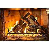 Barton 10-Piece Fireplace Logs Ceramic Logs Wood Fire Place Log Gas Heat Resistant Realistic Logs Stackable Logs Indoor or Ou