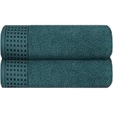 GLAMBURG 100% Cotton 2 Pack Oversized Bath Towel Set 28x55 Inches, Ultra Soft Highly Absorbant Compact Quickdry & Lightweight Large Bath Towels, Ideal for Gym Travel Camp Pool - Teal