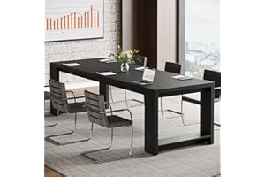 Tribesigns 7 ft Conference Table for 6 to 8 People, Modern Rectangle Meeting Room Desk for Boardroom, Home Office (Black)