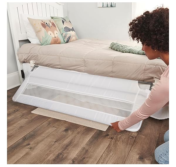 REGALO SAFETY 54” EXTRA LONG BED RAIL GUARD FOR TODDLERS, SWING DOWN TODDLER BED RAIL WITH REINFORCED ANCHOR SAFETY SYSTEM, 20” TALL BED SAFETY RAIL, FITS TWIN, FULL & QUEEN BEDS