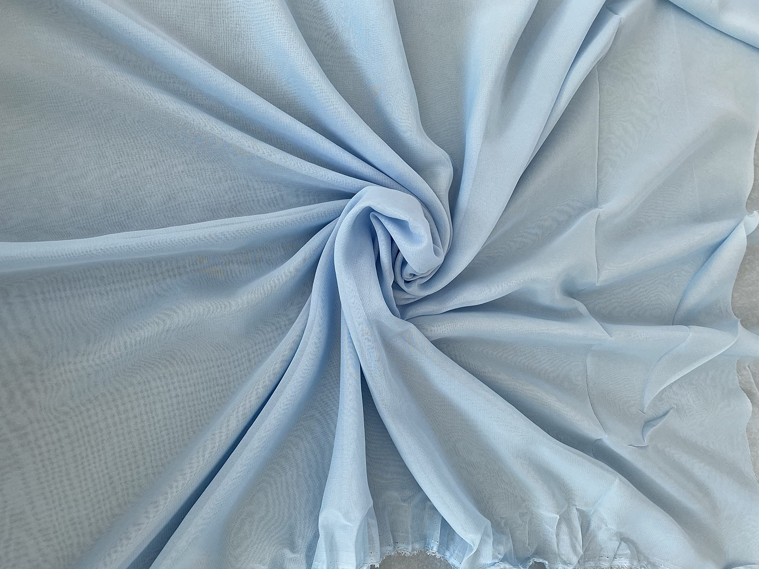 Fancy Textiles 100% Polyester Chiffon Fabric 60'' Wide (2 Meter, Light Blue)